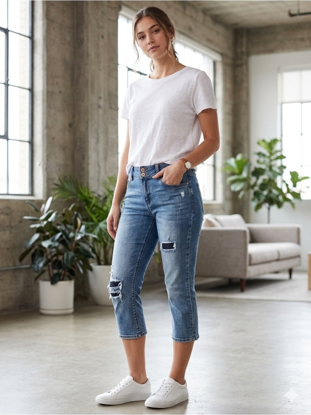 !it jeans Distressed Blue Cropped Women’s Jeans